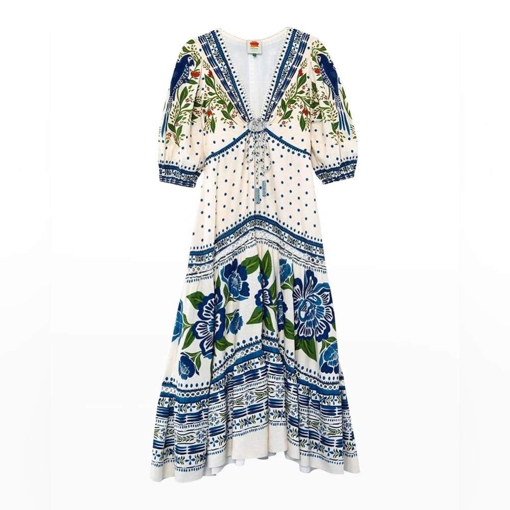 Farm Rio Off White Macaw Flight Maxi Dress Size S Small - Picture 5 of 5